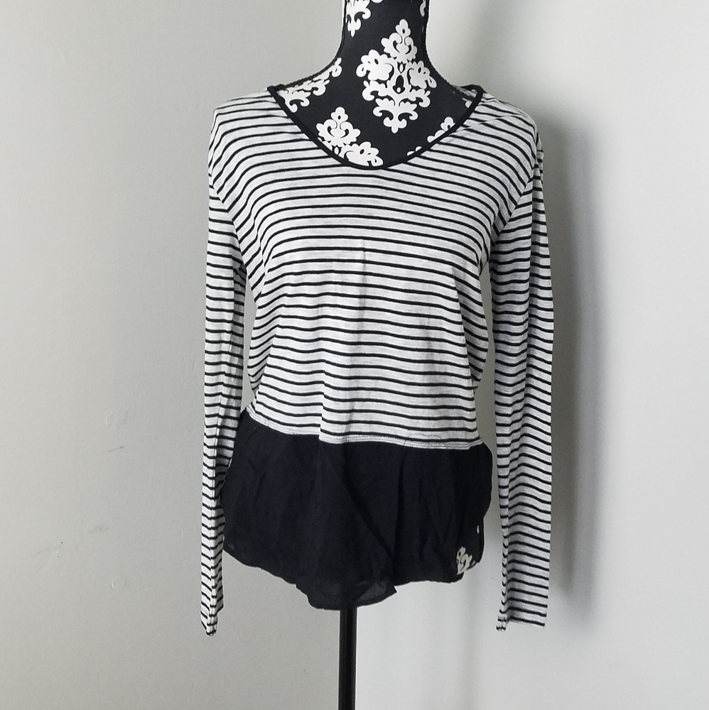 Zara Grey & White Striped Long-Sleeve Shirt